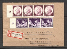 1942 Third Reich registered cover franking with two stripes