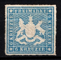 1865 6k Wurttemberg, German States, Germany (Mi. 32, Sc. 43, CV $440)