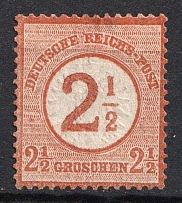 1874 2.5 on 2.5gr German Empire, Germany (Mi. 29, CV $30)
