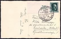 1937 (12 Aug) Third Reich, Germany, Postcard from Dusseldorf to Leeuwarden (The Netherlands) franked with Mi. 648