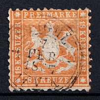 1864 18kr Wurttemberg, German States, Germany (Mi. 29, Canceled, CV $650)