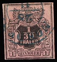 1851 1g Hannover, German States, Germany (Mi 3b, Canceled, CV $80)