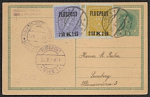 1918 Lviv (Ukraine) - Vienna, Austria, Airmail Postcard (Scott C1, C2)