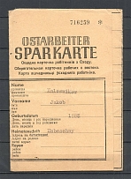 1943 Germany Savings Card for Workers from the East