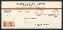 1945 (28 Feb) St. Nazaire, France, Official, Registered Cover from La Baule to Loire-Inferieure, Perceived Tax