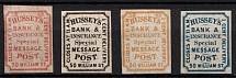 1862-63 Hussey's  Bank & Insurance Special Message Post, New York, United States, Locals (Sc. 87L13, 87L14, 87L30, 87L32, CV $130)