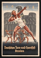 1938 'German Sports Festival Breslau', Propaganda Postcard, Third Reich Nazi Germany