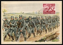 1943 Wehrmacht Souvenir Postcard The Infantry advances forward