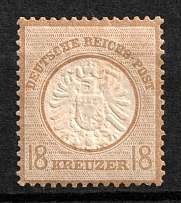 1872 18kr German Empire, Large Breast Plate, Germany (Mi. 28, Signed, CV $70)