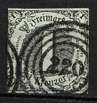 1856 1kr Thurn and Taxis, German States, Germany (Mi. 7 b, Canceled, CV $40)