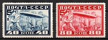 1930 The Visit of Airship ''Graf Zeppelin'' (ЛЦ-127) in Moskow, Soviet Union, USSR, Russia (Zv. 261A - 262A, Perforation 10.75, Full Set, CV $140)