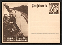 1936 '23.9.1933 First groundbreaking ceremony. 23.9.1936 1000 km of highway completed', Propaganda Postal stationery, Third Reich Nazi Germany