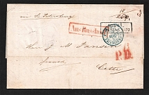 1857 Cover from Borga via St. Petersburg to Cette, France (Crown Embossing)