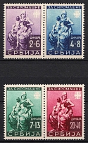 1942 Serbia, German Occupation, Germany, Se-tenants, Zusammendrucke (Mi. W Zd 1 - W Zd 2, CV $70)