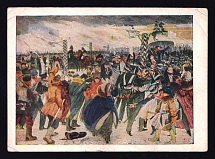 1942 (10 Aug) WWII Russia Field Post Illustrated 'Uprising in Senate Square' censored postcard, with triangle censor postmark (FPO #753)