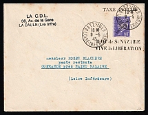 1945 (9 May) Saint-Nazaire, German Occupation of France, Germany, Cover from Batz-sur-Mer to Guerande franked with 60c (Mi. 516)