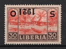 1921 30c Liberia (INVERTED Overprint, Print Error)