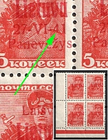 1941 5k Panevezys, Lithuania, German Occupation, Germany, Block of Four (Mi. 4 a, 4 a I, Short '4', Corner Margin, Red Control Strip, CV $450, MNH)