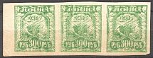 1921 RSFSR Se-tenant 300 Rub (Missed Print, `Accordion`, Print Error, MNH)