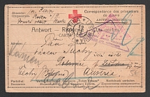 1914-17 Censorship, WWI Censored POW postcard from Darnica to Austria with violet triangle censor handstamp ''Viewed DC' and Vienna cs