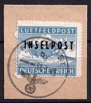 1944 Island Rhodes, Reich Military Mail Fieldpost Feldpost `INSELPOST`, Germany (Mi. 8 B II, Canceled, CV $90)