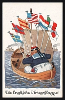 1914-18 'The British battle flag' WWI European Caricature Propaganda Postcard, Europe