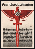 1933 'German Juriftentag 4th Reichstag of the Federal of National Fosialift. Germans the Judge in Leipzig 30 Sept.-3 Okt.', Propaganda Postcard, Third Reich Nazi Germany