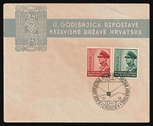 1943 (10 Apr) Zagreb, Croatia NDH, First Day Cover (Mi. 100 - 101, Full Set, Canceled, CV $50)