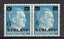 1945 6pf on 20pf Kurland, German Occupation, Germany, Pair (Mi. 3 vz VI, 3 vz II, CV $140, MNH)