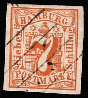1859 7s Hamburg, German States, Germany (Mi 6, Canceled, CV $80)