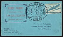1946 USA, First Flight Airmail cover, New York - Paris, franked by Mi. 505