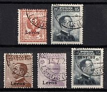 1912-22 Leros, Aegean Islands, Italian Occupation (Mi. 3 V, 6 V,  8 V - 10 V, Canceled, CV $80)