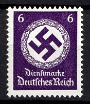 1942-44 6pf Third Reich, Germany, Official Stamp (Mi. 169 c, Signed, CV $110, MNH)