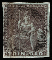 1853 Trinidad, British Colonies (SG 6, Canceled, CV $120)