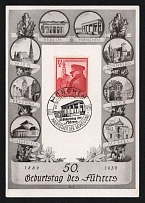1939 '50th birthday of the Fuehrer', Propaganda Postcard, Third Reich Nazi Germany
