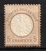 1872 5gr German Empire, Large Breast Plate, Germany (Mi. 22, Signed, CV $50)