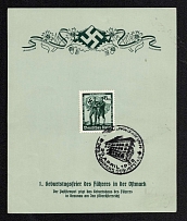 1938 (20 Apr) Celebration of the Fuhrer's 1st Birthday, Third Reich, Germany, Swastika, Souvenir Sheet (Commemorative Cancelation)