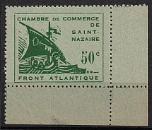 1945 50c Saint-Nazaire, German Occupation of France, Germany (Mi. 1, Corner Margins, Signed, CV $390)