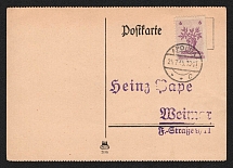 1945 (25 Jul) 6pf Apolda, Germany Local Post, Postcard (Mi. 2 II, Canceled, CV $50)