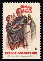 Third Reich, Germany, Berlin, 'Stay Away from Fat and Oil! Risk of Explosion', Accident Prevention Propaganda Stamp, Non-Postal