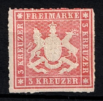 1865 3k Wurttemberg, German States, Germany (Mi. 31, Sc. 42, Signed, CV $70)