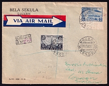 1936 (21 Aug) USSR Russia Registered Airmail cover from Moscow to London, paying 2R 30k