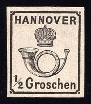 1860-62 1/2gr Hanover, Germany (Mi. 17 y, Certificate, CV $160)