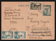 1947 (13 Mar) Poland, Postcard from Barwice to Lueneburg