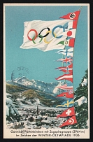 1936 'Garmisch-partenkirchen With Zugspitze Group (2964 M) in the Spirit of the 1936 Winter Olympics', Propaganda Postcard, Third Reich Nazi Germany