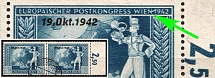 1942 3pf Third Reich, Germany, Pair (Mi. 823 I, 'WIEM' instead 'WIEN', Margin, Plate Number, Canceled, CV $90)