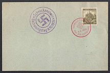 1938 (Oct 9) Letter with red and purple postmarks of the day of the liberation of SCHRECKENSTEIN. Occupation of Sudetenland, Germany