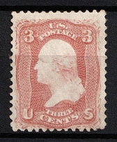 1861 3c Washington, United States, USA (Scott 65, Dull Brown Red, Signed, CV $90)