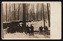 1917-1920 'Czech soldiers at the forest dugout', Czechoslovak Legion Corps in WWI, Russian Civil War, Postcard