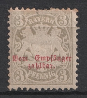 1876 3pf Bavaria, German States, Germany, Official Stamp (Mi. 4, CV $30)